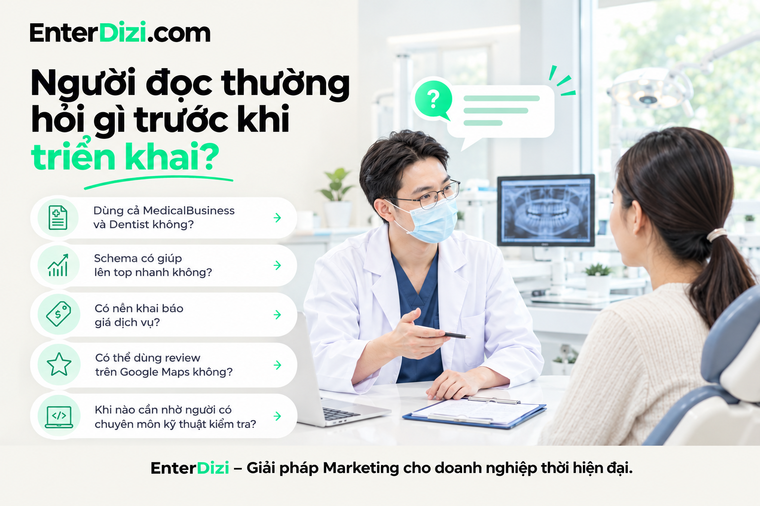 Review, dữ liệu bác sĩ và các thuộc tính phức tạp cần được kiểm tra nguồn, quyền sử dụng và xác thực trước khi đưa vào JSON-LD.