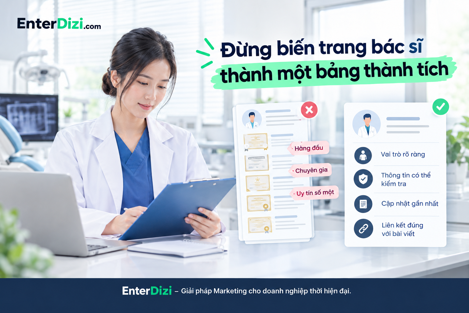 Đừng biến trang bác sĩ thành một bảng thành tích