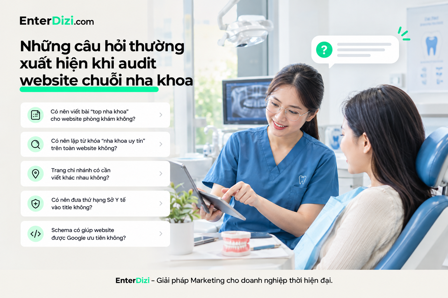 Những câu hỏi thường xuất hiện khi audit website chuỗi nha khoa