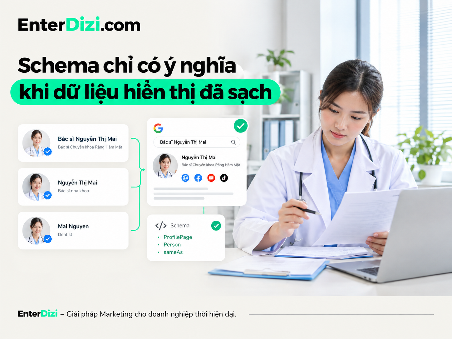 Schema chỉ có ý nghĩa khi dữ liệu hiển thị đã sạch