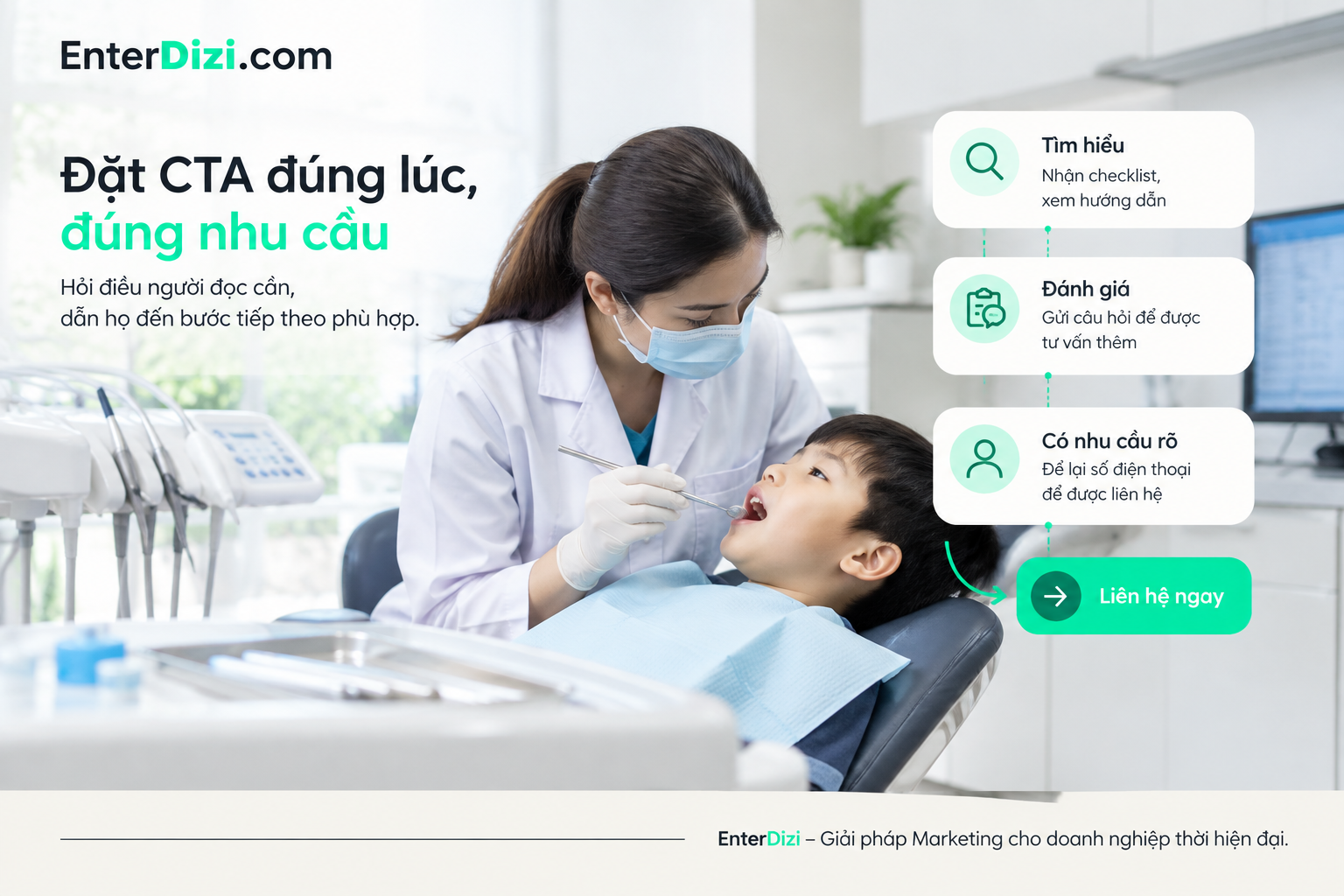 Vị trí đặt CTA hiệu quả thường nằm sau một khoảnh khắc người đọc vừa được giải tỏa