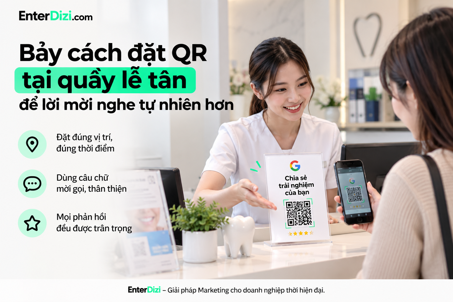 Bảy cách đặt QR tại quầy để lời mời nghe tự nhiên hơn