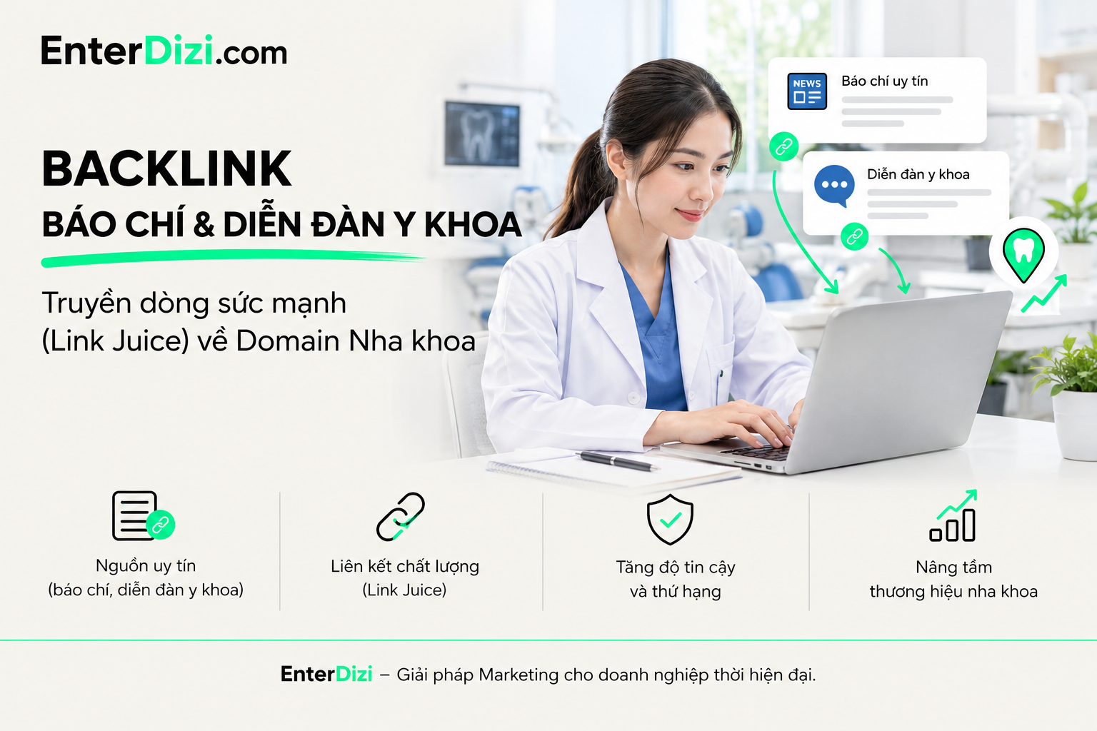 Backlink nha khoa: Chọn nguồn báo chí, diễn đàn y khoa uy tín | EnterDizi