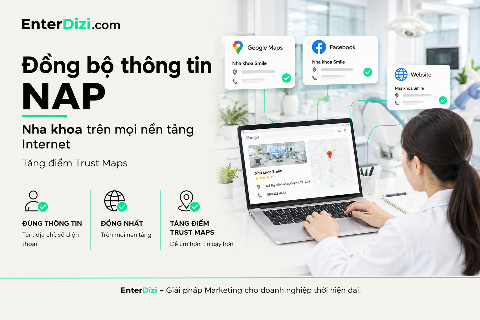 Đồng bộ NAP nha khoa: 7 điểm cần rà soát để tăng độ tin cậy trên Google Maps