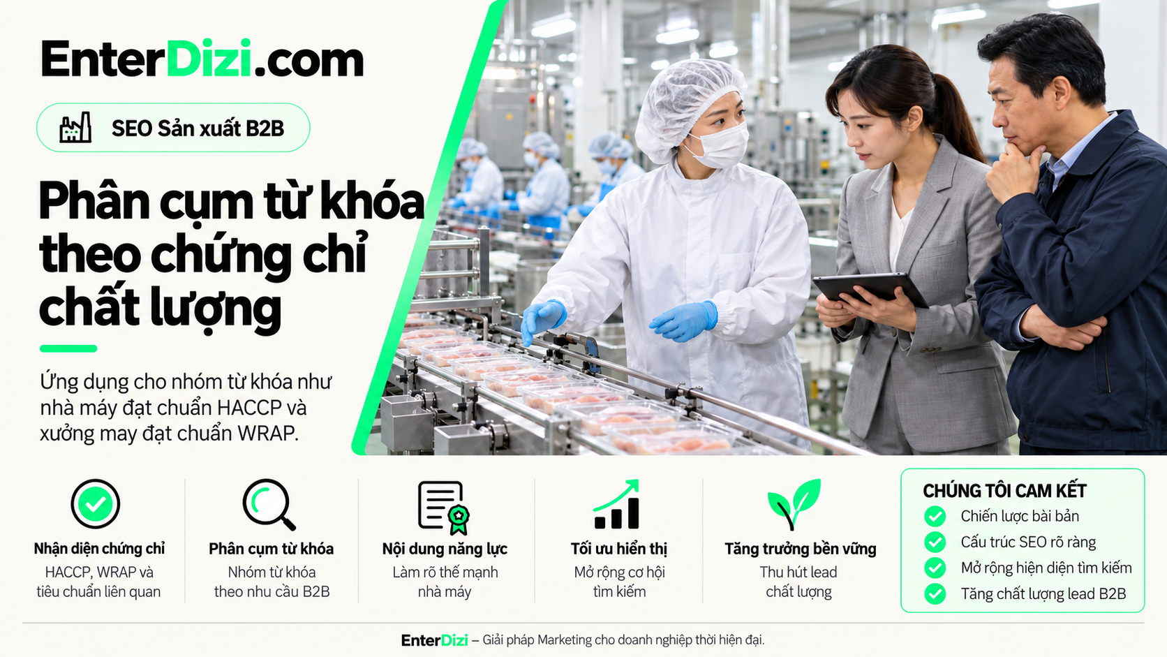 gom nhóm từ khóa theo chứng chỉ chất lượng cho nhà máy