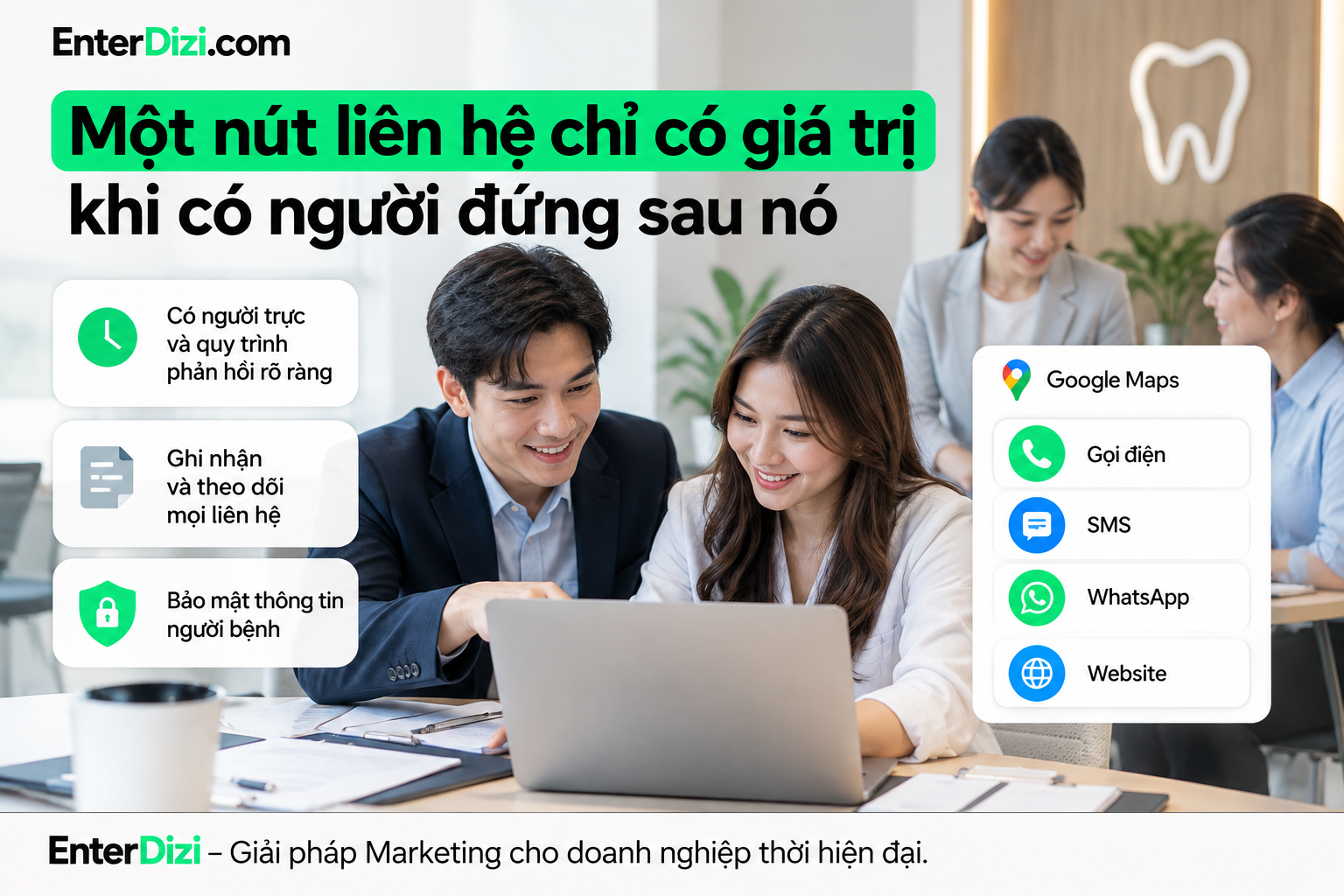 Một nút liên hệ chỉ có giá trị khi có người đứng sau nó