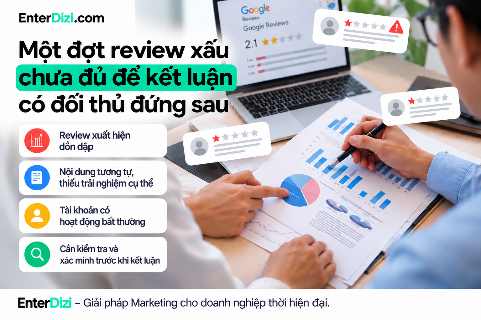 Một đợt review xấu chưa đủ để kết luận có đối thủ đứng sau