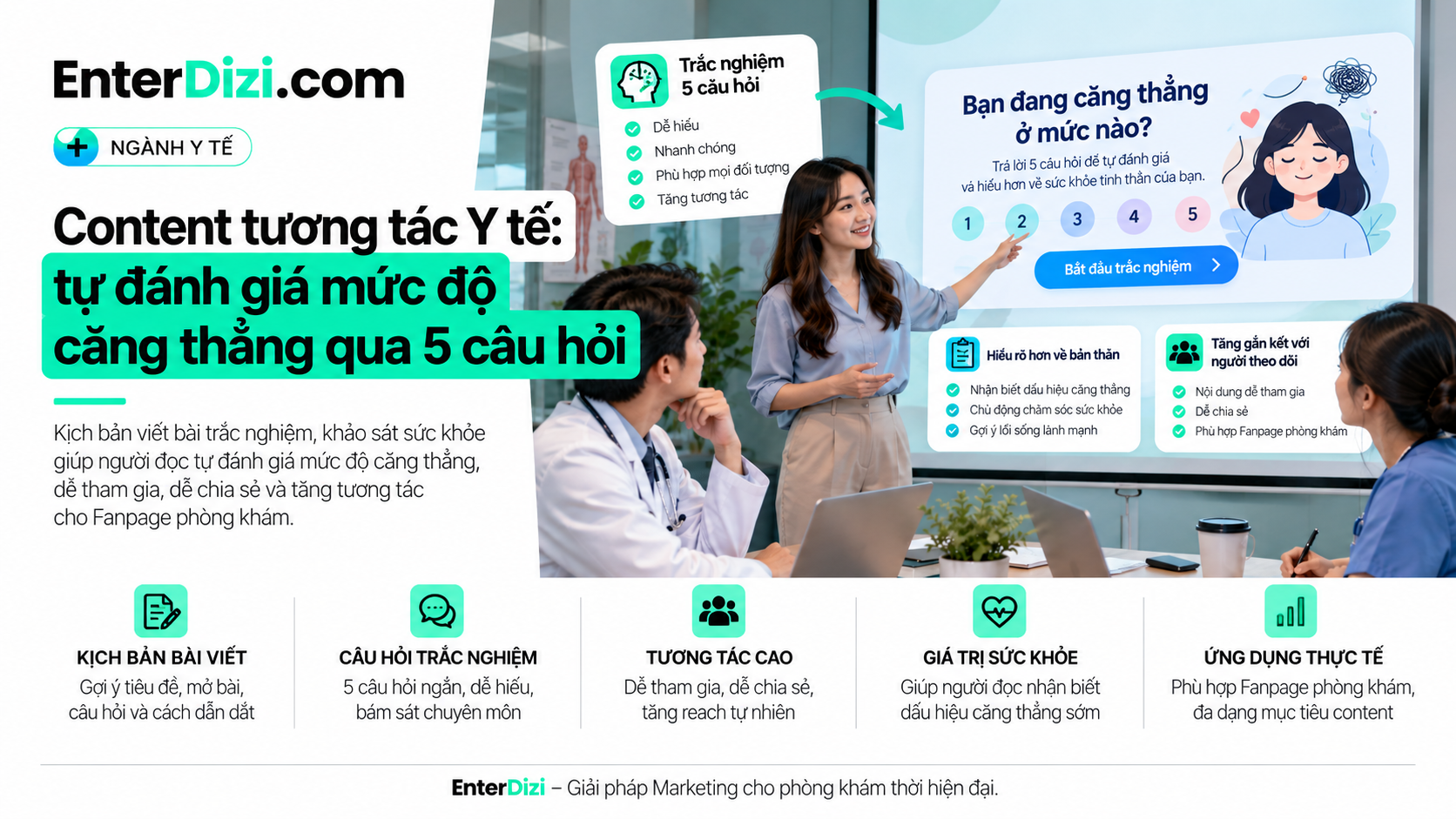 Nhân viên giới thiệu năm câu hỏi tự quan sát căng thẳng