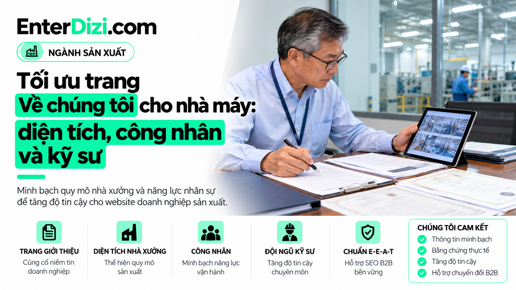 E-E-A-T nhà máy: Diện tích công nhân và năng lực kỹ sư