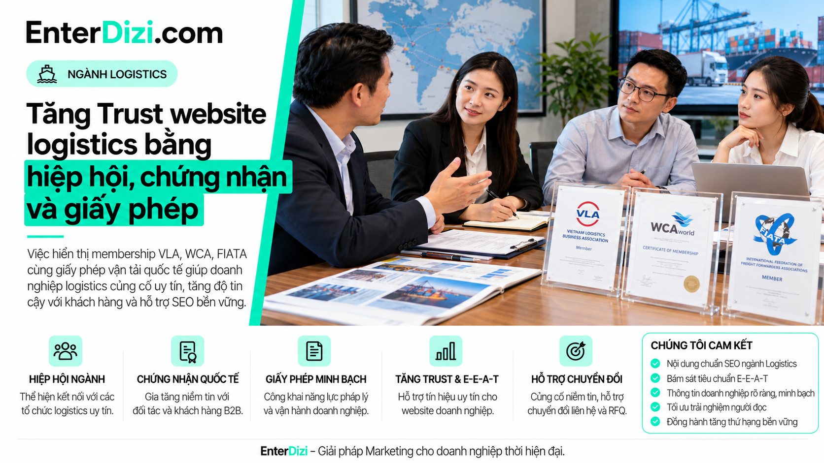 Hồ sơ E-E-A-T SEO Logistics với VLA WCA FIATA và giấy phép