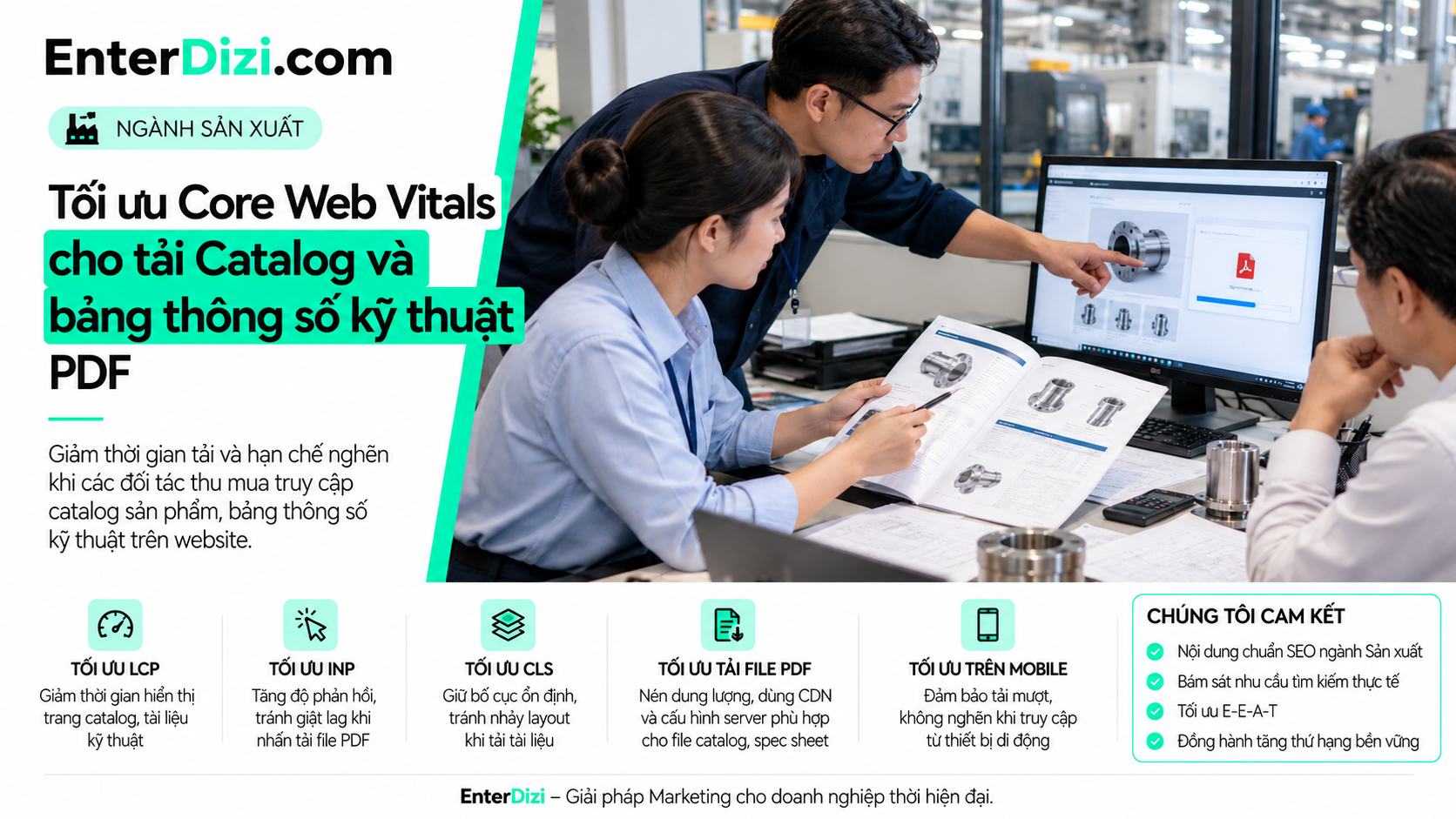 Core Web Vitals website nhà máy cho catalog và datasheet kỹ thuật