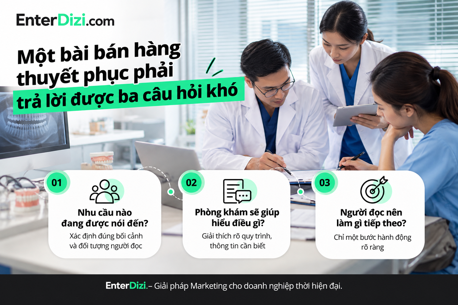 Một bài bán hàng thuyết phục phải trả lời được ba câu hỏi khó