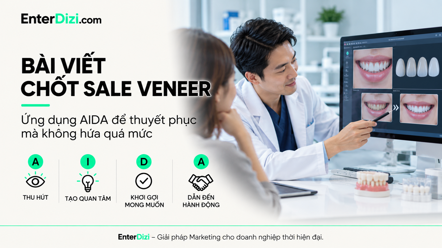 Bài viết chốt sale Veneer: Ứng dụng AIDA để thuyết phục | EnterDizi
