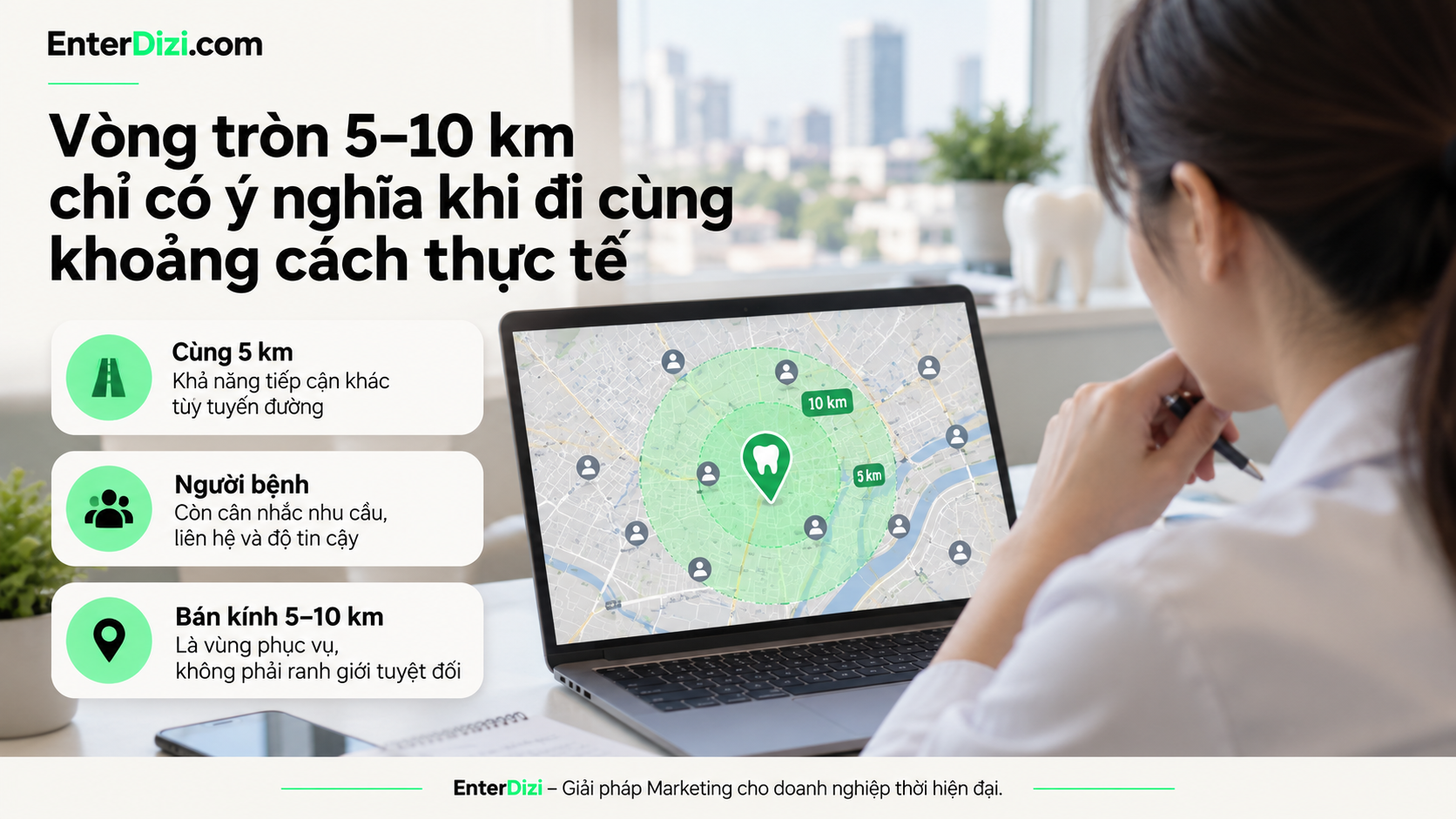 Vòng tròn 5–10 km chỉ có ý nghĩa khi đi cùng khoảng cách thực tế