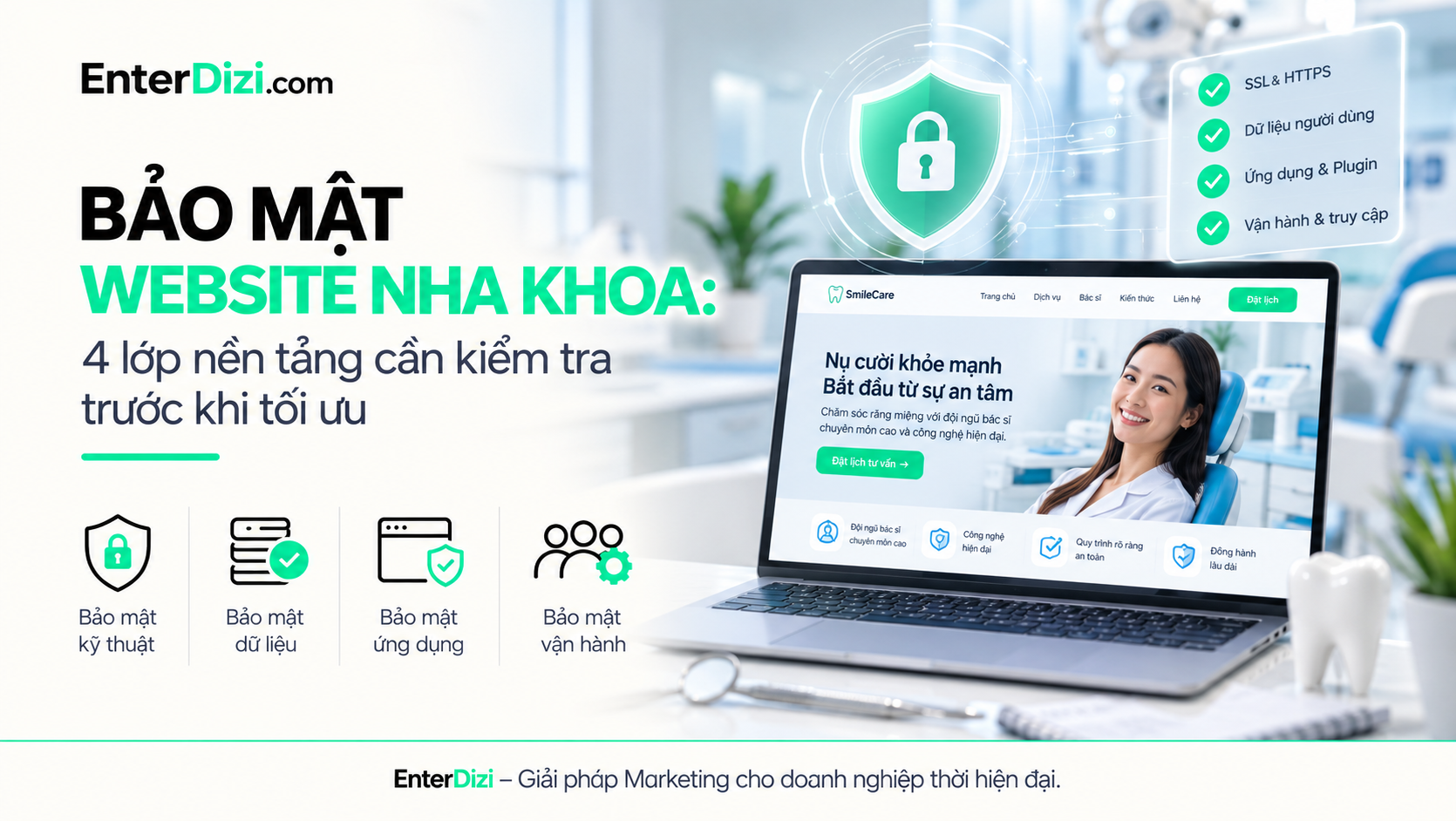 Bảo mật website nha khoa: 4 lớp nền tảng cần kiểm tra | EnterDizi