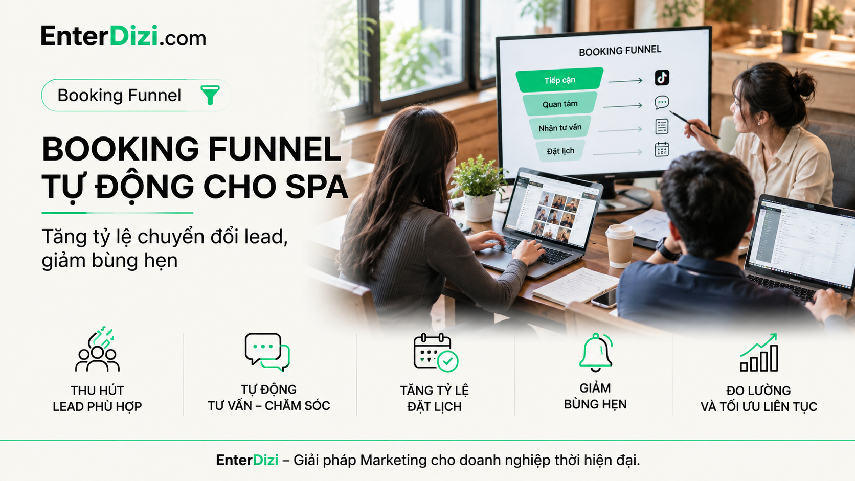 Booking Funnel Tự Động Cho Spa: Tăng Chuyển Đổi, Giảm Bùng Hẹn | EnterDizi