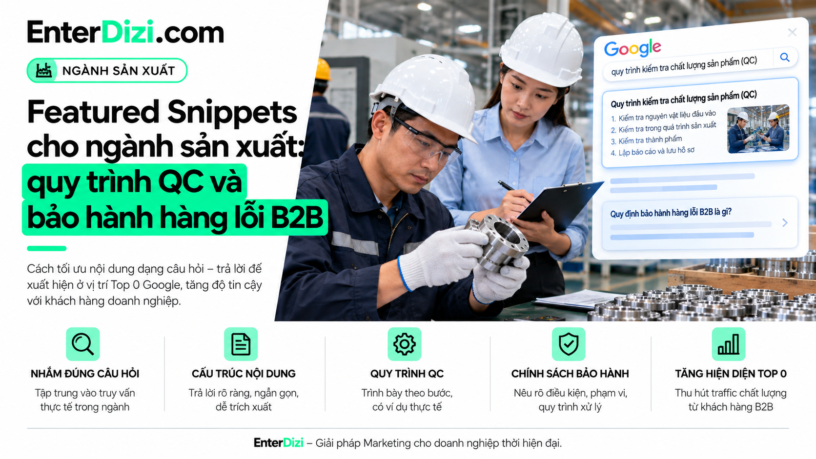 Featured Snippets QC B2B về kiểm tra chất lượng và bảo hành