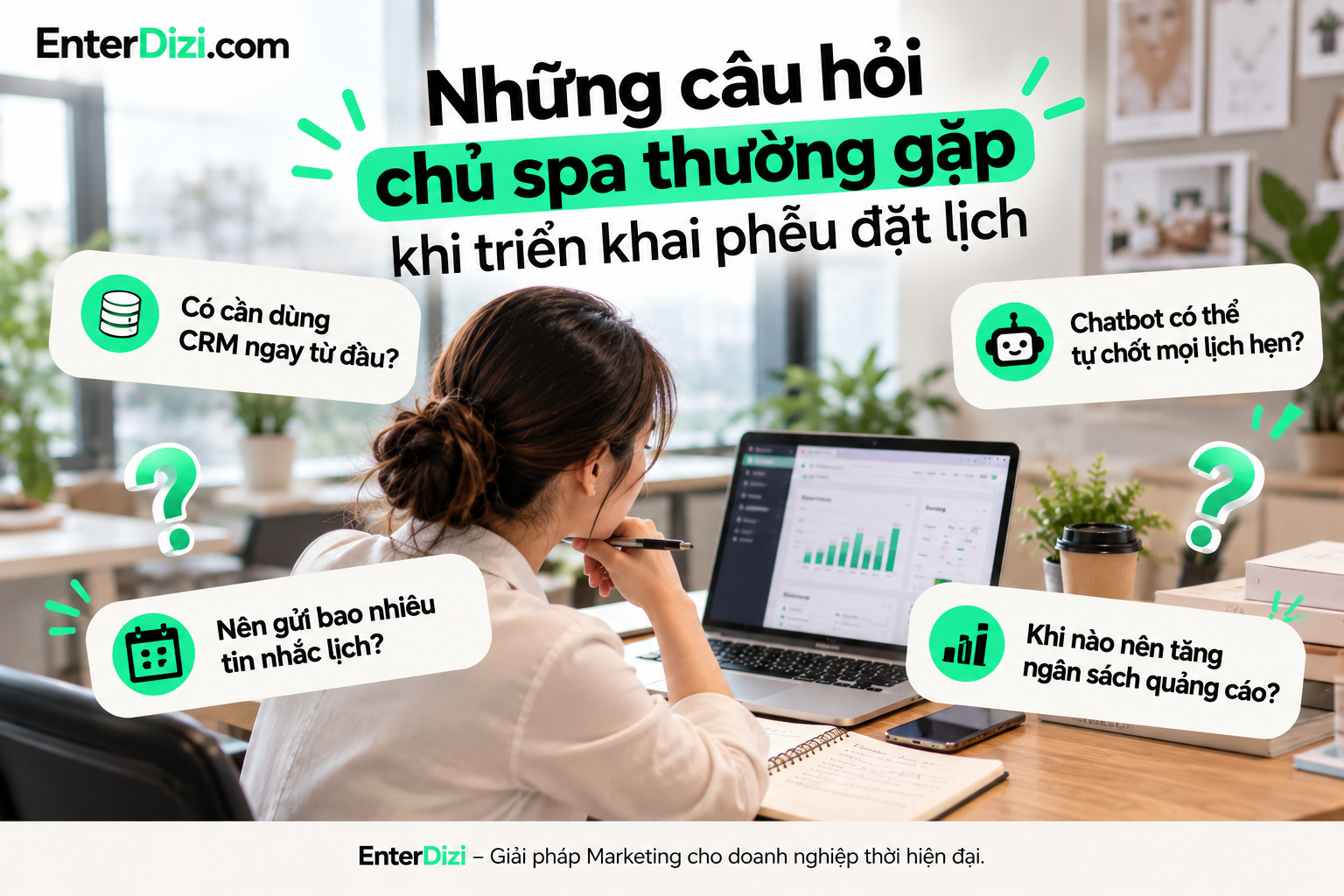 Giải đáp những câu hỏi phổ biến khi triển khai booking funnel cho spa: Có cần CRM ngay từ đầu, chatbot có thể tự chốt lịch không, nên nhắc lịch bao nhiêu lần và khi nào cần tăng ngân sách quảng cáo?