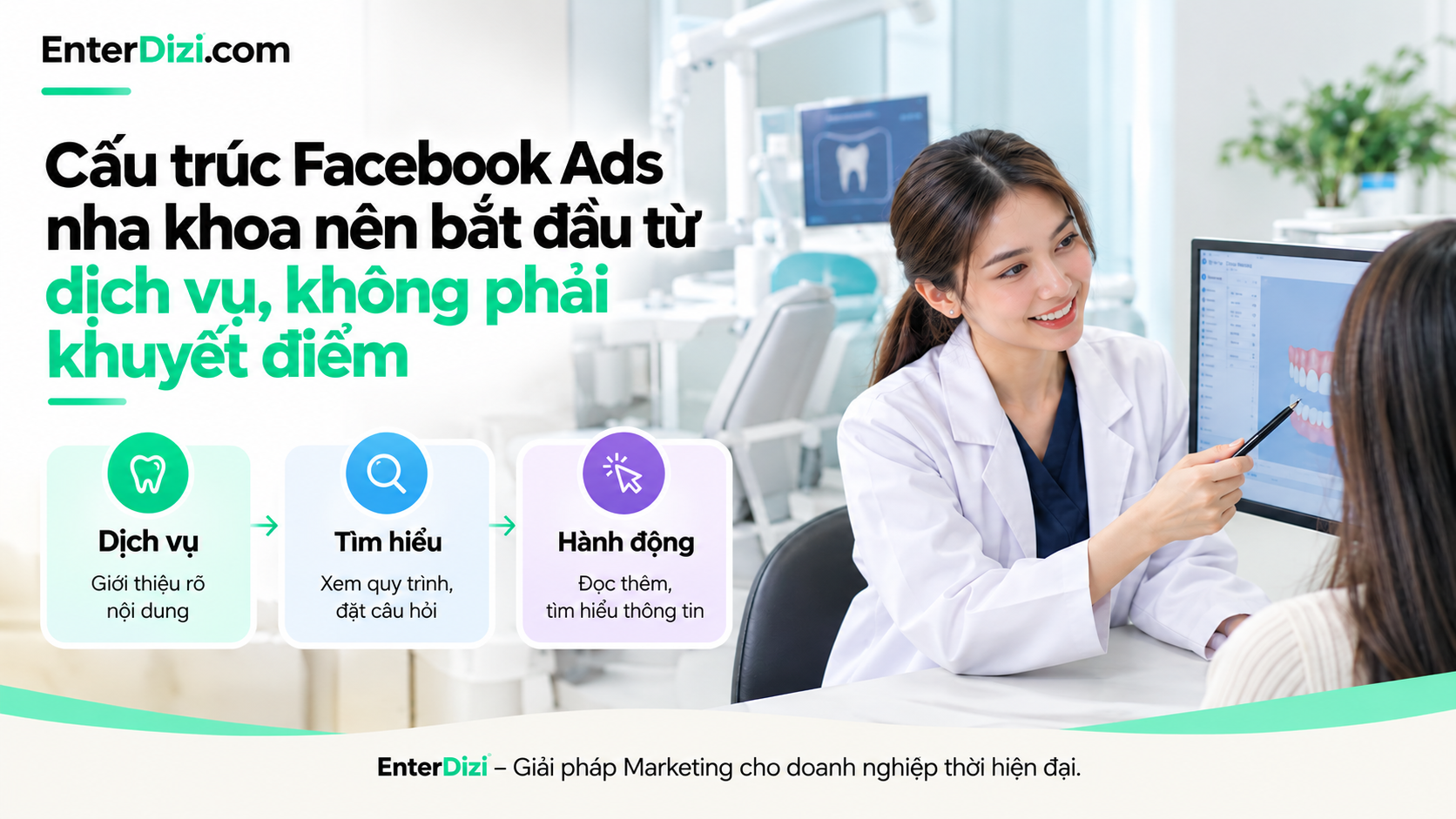 Cấu trúc Facebook Ads nha khoa nên bắt đầu từ dịch vụ, không bắt đầu từ khuyết điểm
