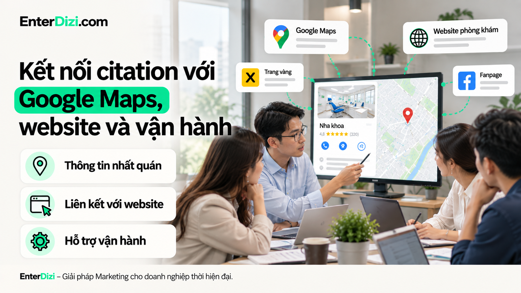 Kết nối citation với hệ thống Google Maps, website và vận hành