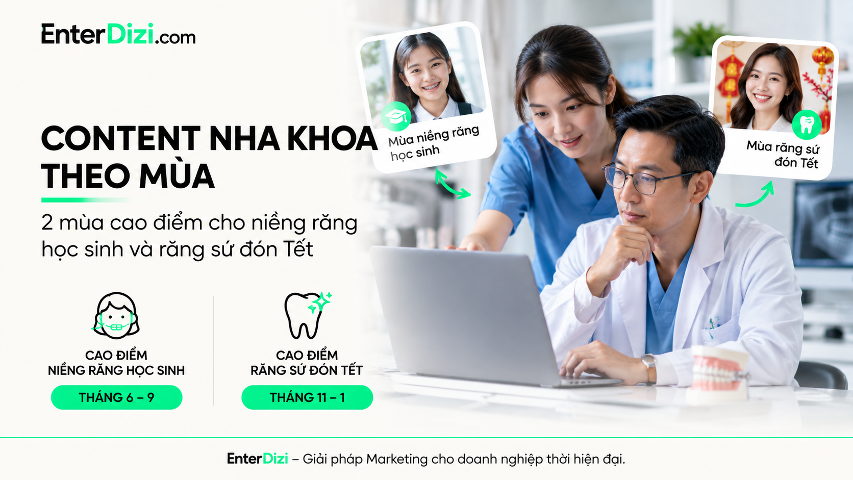 Content nha khoa theo mùa: 2 mùa cao điểm cho niềng răng và răng sứ | EnterDizi