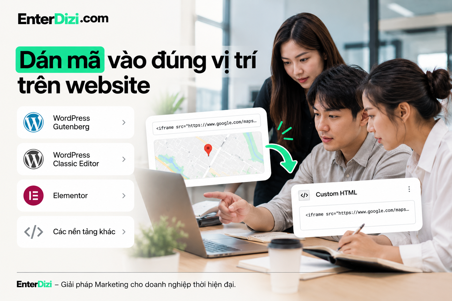 Dán mã vào đúng vị trí trên website