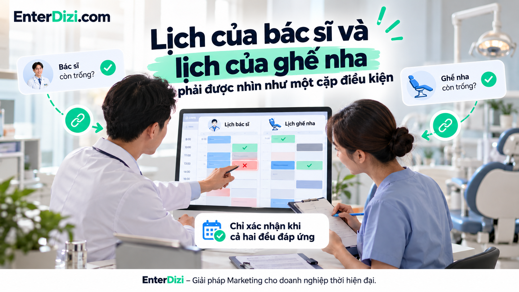 Lịch của bác sĩ và lịch của ghế nha phải được nhìn như một cặp điều kiện