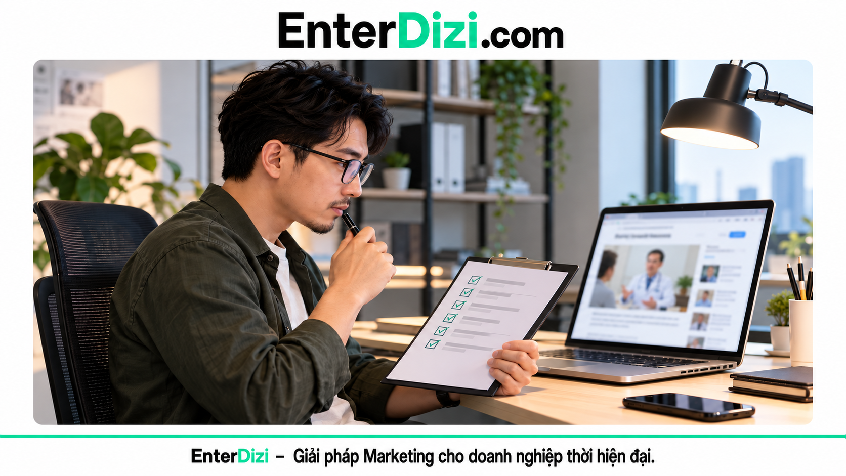 Biên tập phỏng vấn bác sĩ rà soát checklist trước khi đăng fanpage mới