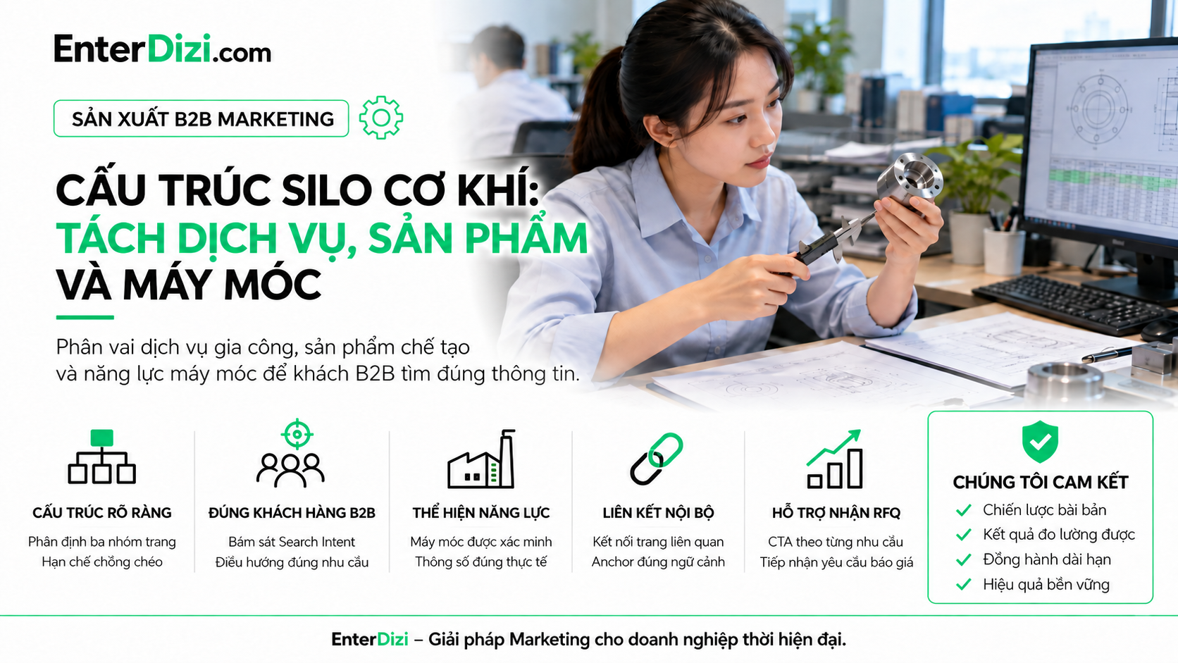 Cấu trúc Silo SEO cơ khí B2B phân vai các trang website