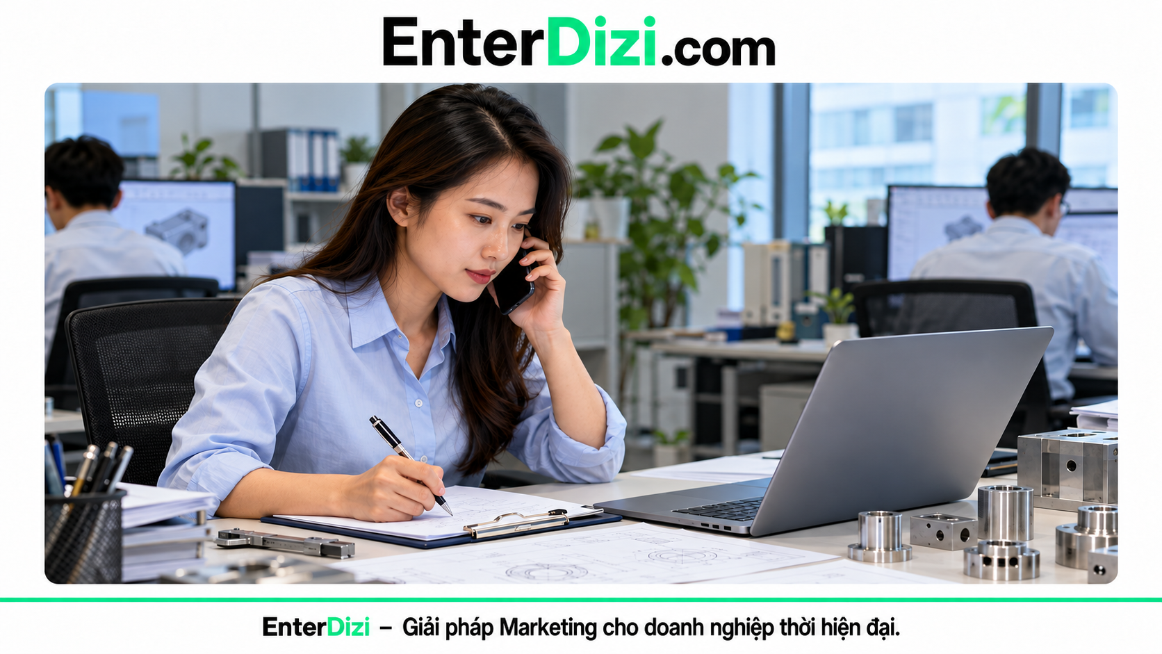 Nhân viên trao đổi kỹ thuật khi tiếp nhận RFQ dung sai hình học
