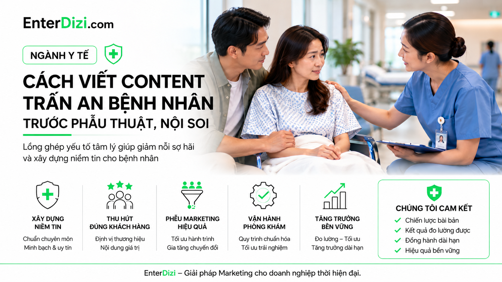 Ảnh đại diện EnterDizi với tiêu đề content trấn an bệnh nhân trước phẫu thuật và nội soi, điều dưỡng trao đổi cùng người bệnh và gia đình