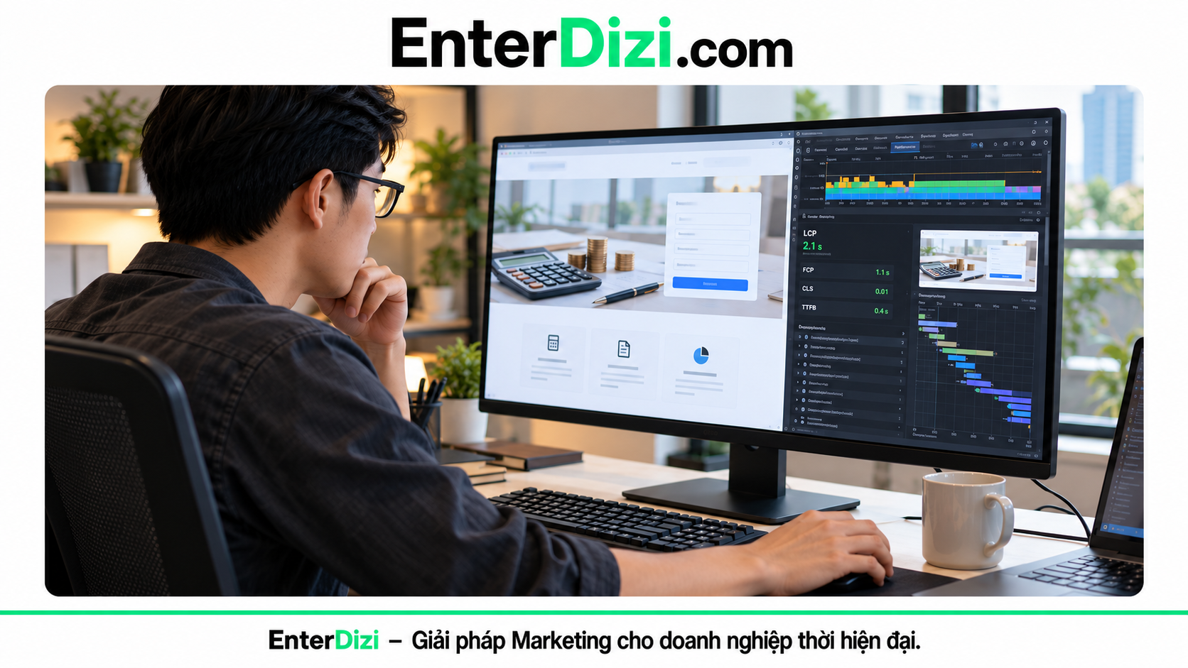 Kỹ thuật viên theo dõi chỉ số Core Web Vitals của website kế toán