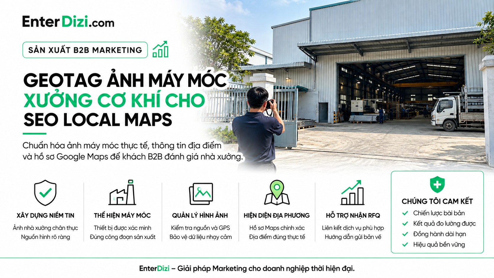 Geotag ảnh máy móc cơ khí minh họa khu vực nhà xưởng