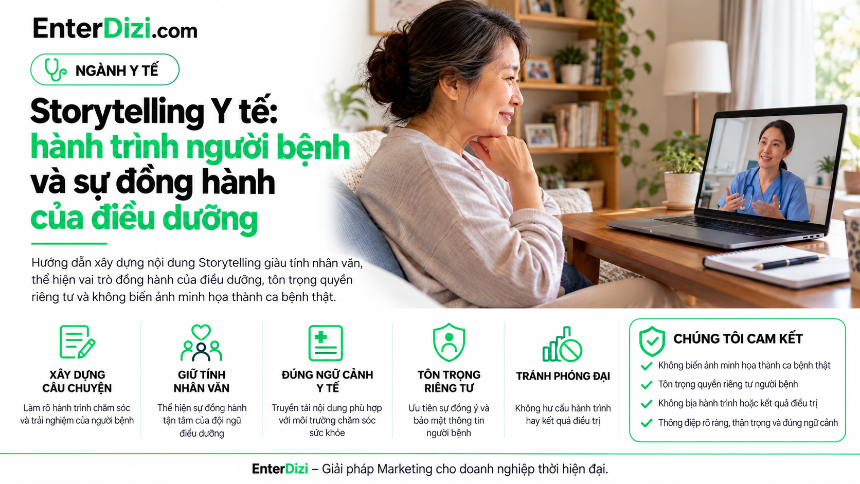 Ảnh Featured EnterDizi về Storytelling Y tế, hành trình người bệnh và sự đồng hành của điều dưỡng