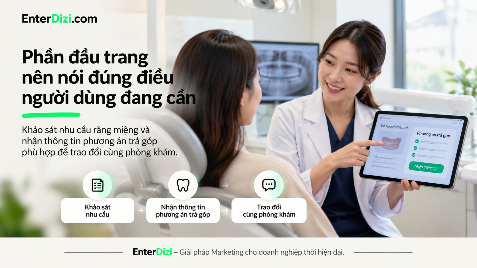 Phần đầu trang nên nói đúng điều người dùng đang cần