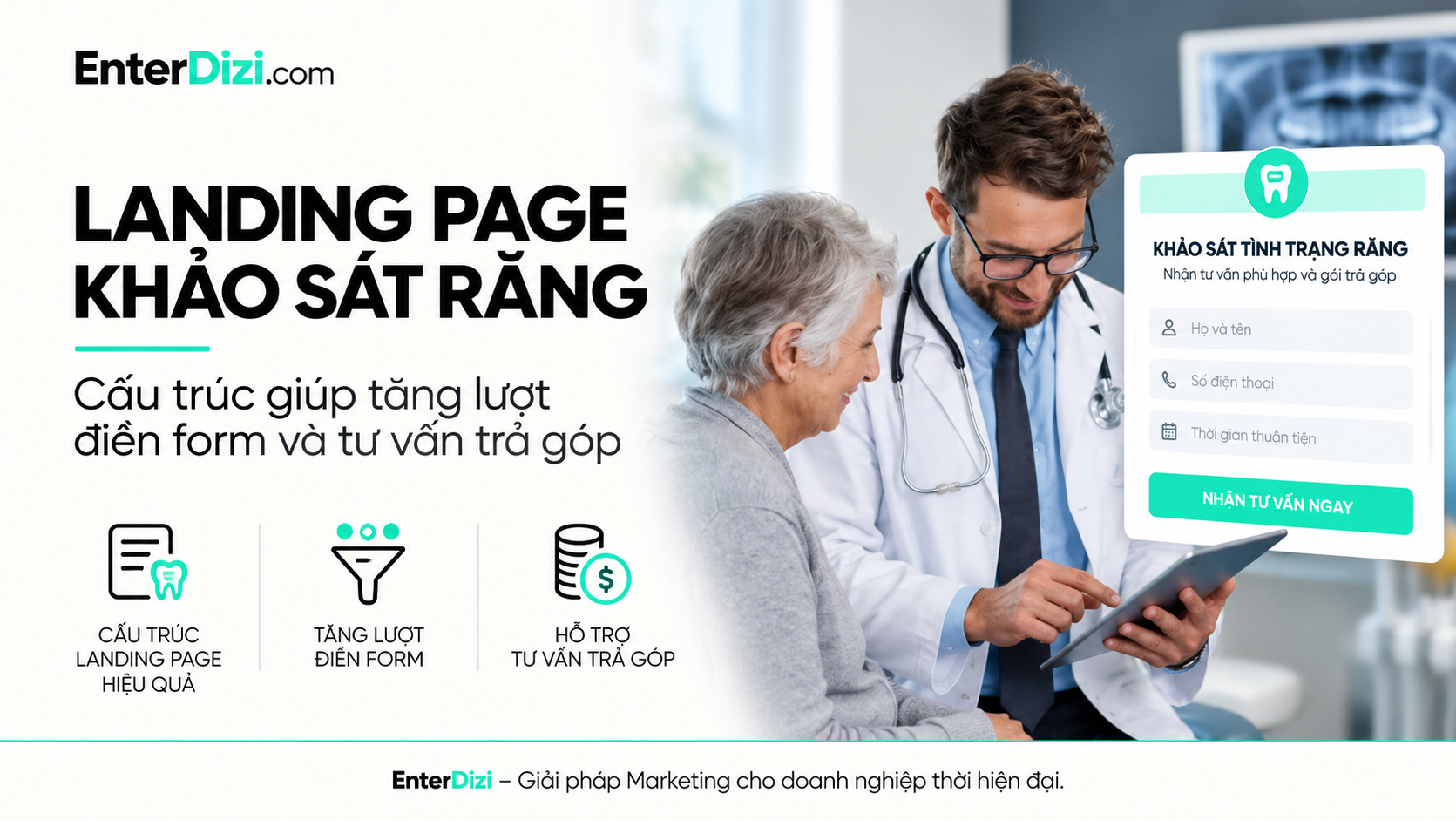 Landing page khảo sát răng: Cấu trúc tăng lượt điền form | EnterDizi
