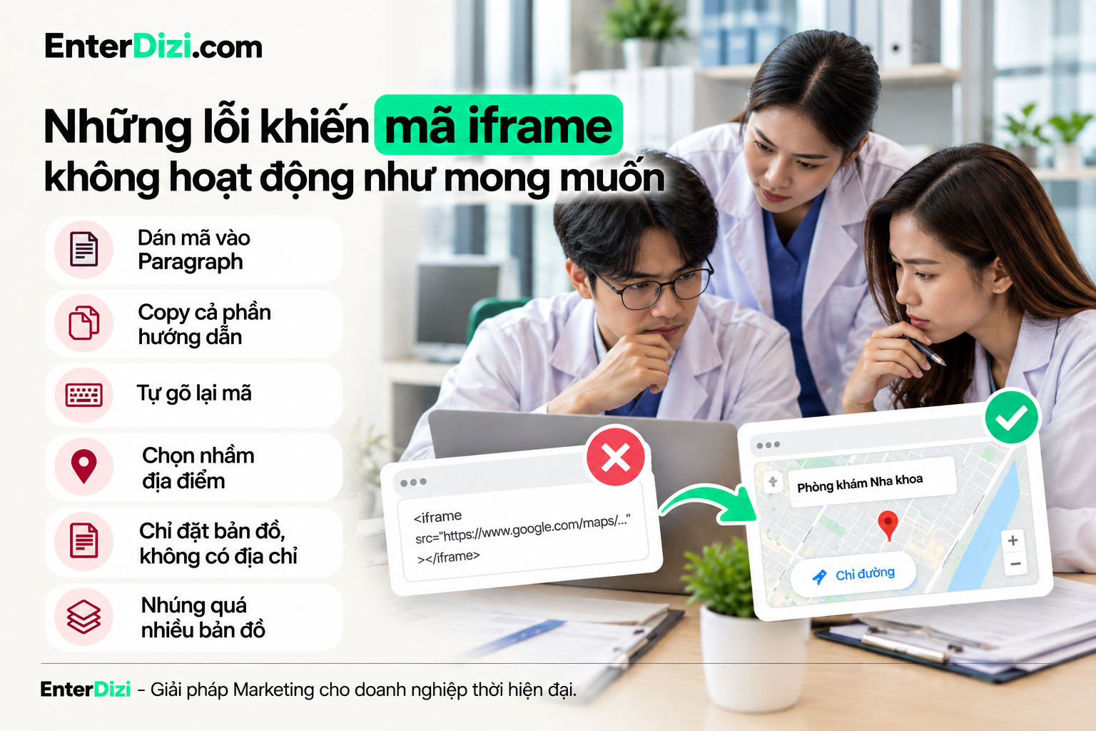 Những lỗi khiến mã iframe không hoạt động như mong muốn