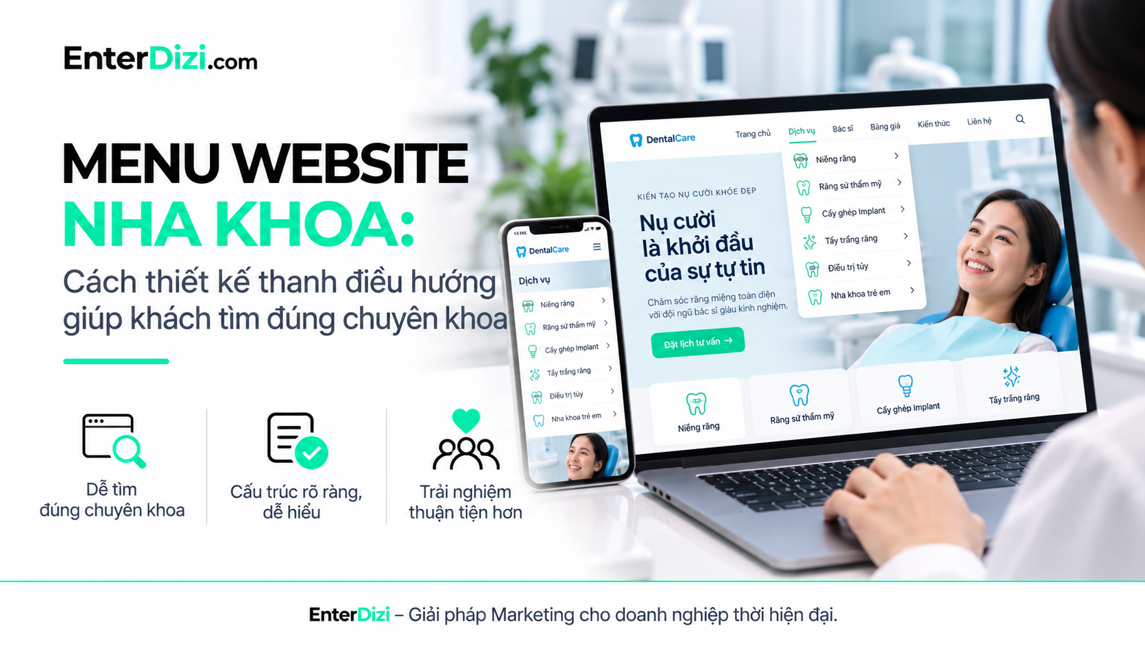Menu website nha khoa: Cách thiết kế thanh điều hướng hiệu quả | EnterDizi