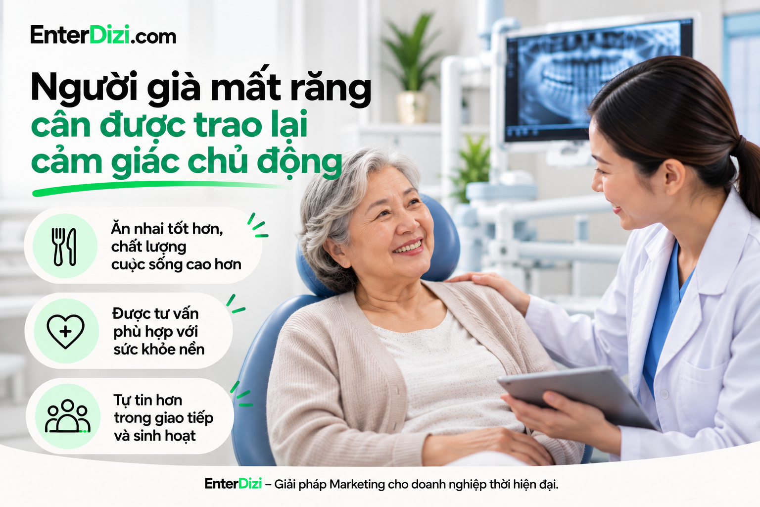 Người già mất răng cần được trao lại cảm giác chủ động