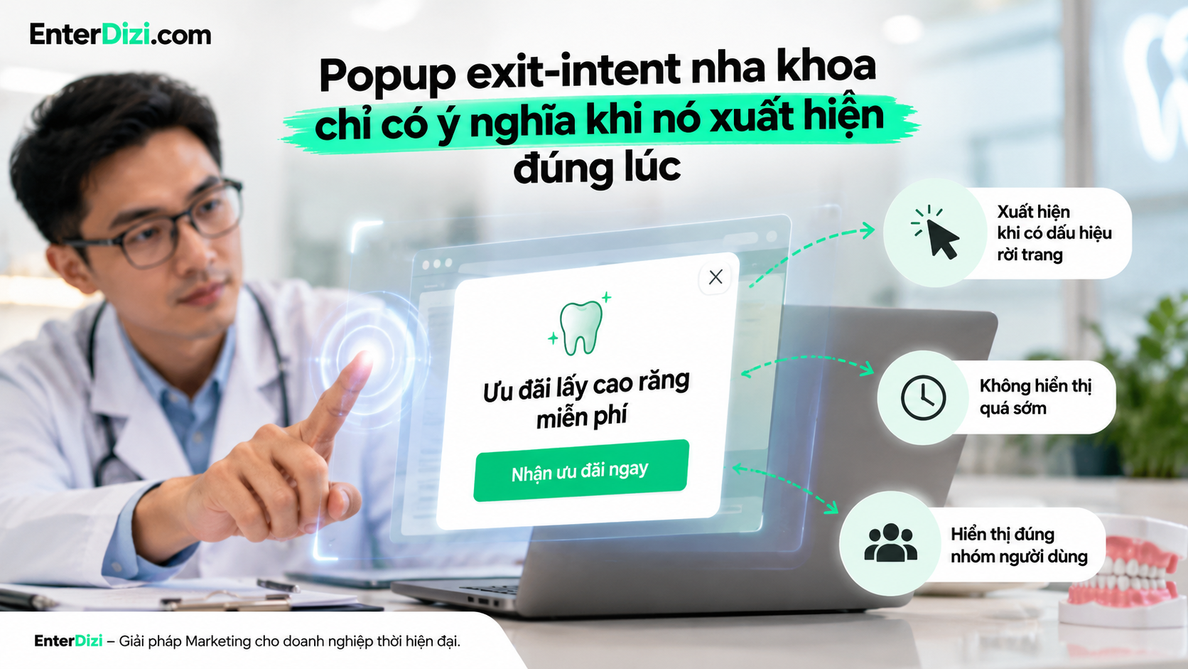 Popup exit-intent nha khoa chỉ có ý nghĩa khi nó xuất hiện đúng lúc