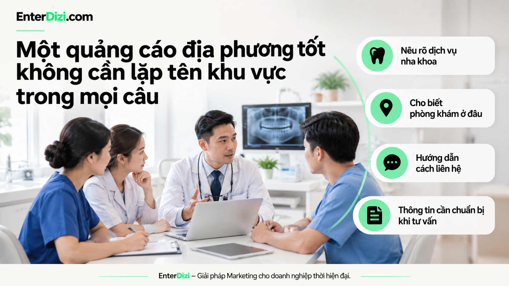 Một quảng cáo địa phương tốt không cần lặp tên khu vực trong mọi câu