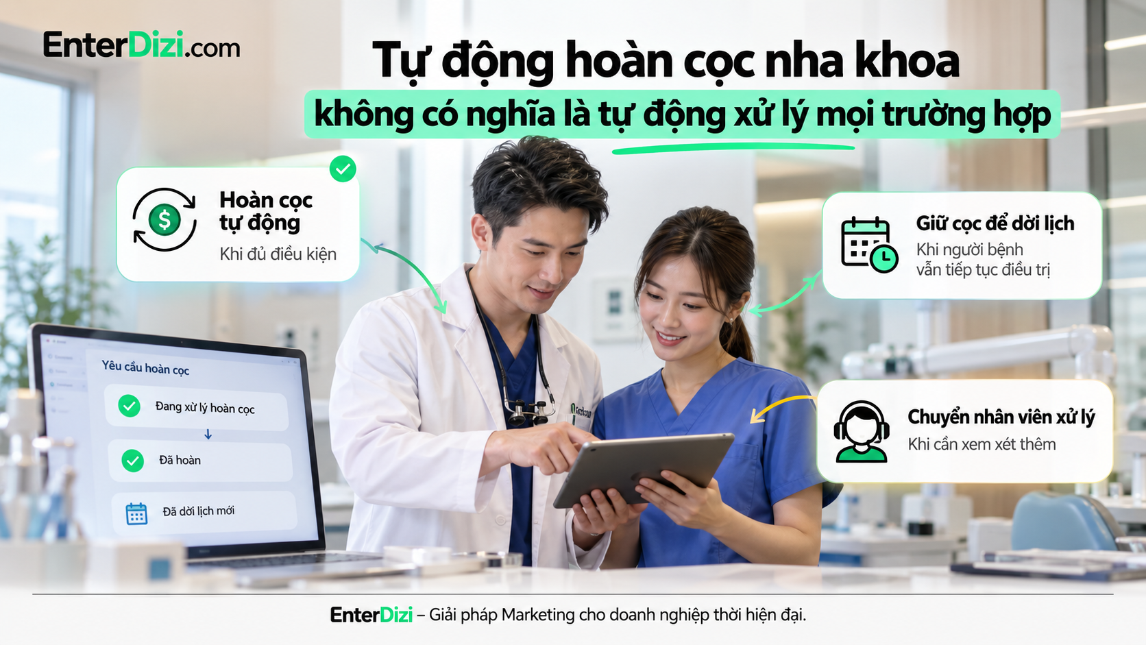 Tự động hoàn cọc nha khoa không có nghĩa là tự động xử lý mọi trường hợp