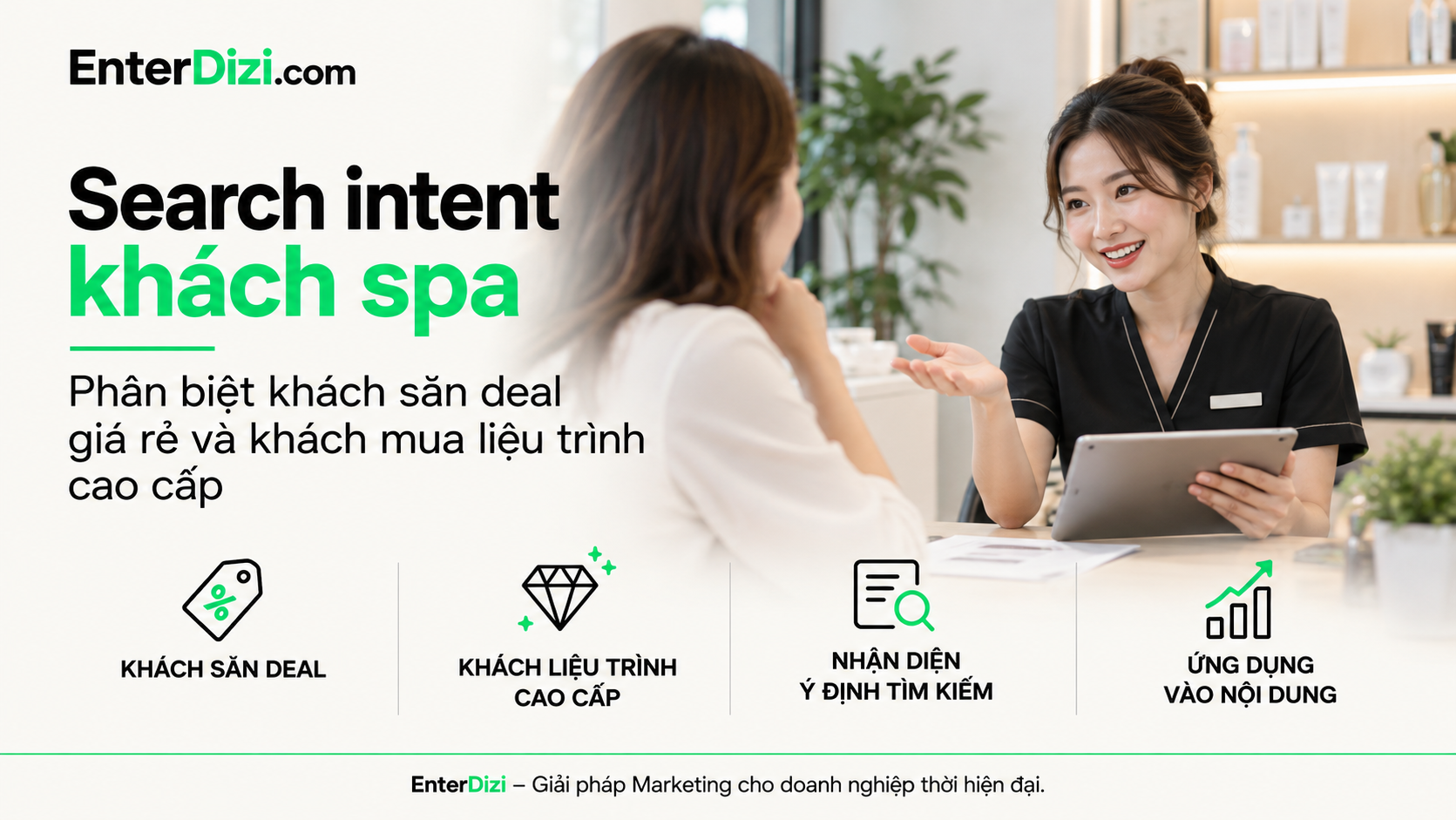 Search intent khách spa: Phân biệt khách săn deal và mua liệu trình cao cấp | EnterDizi