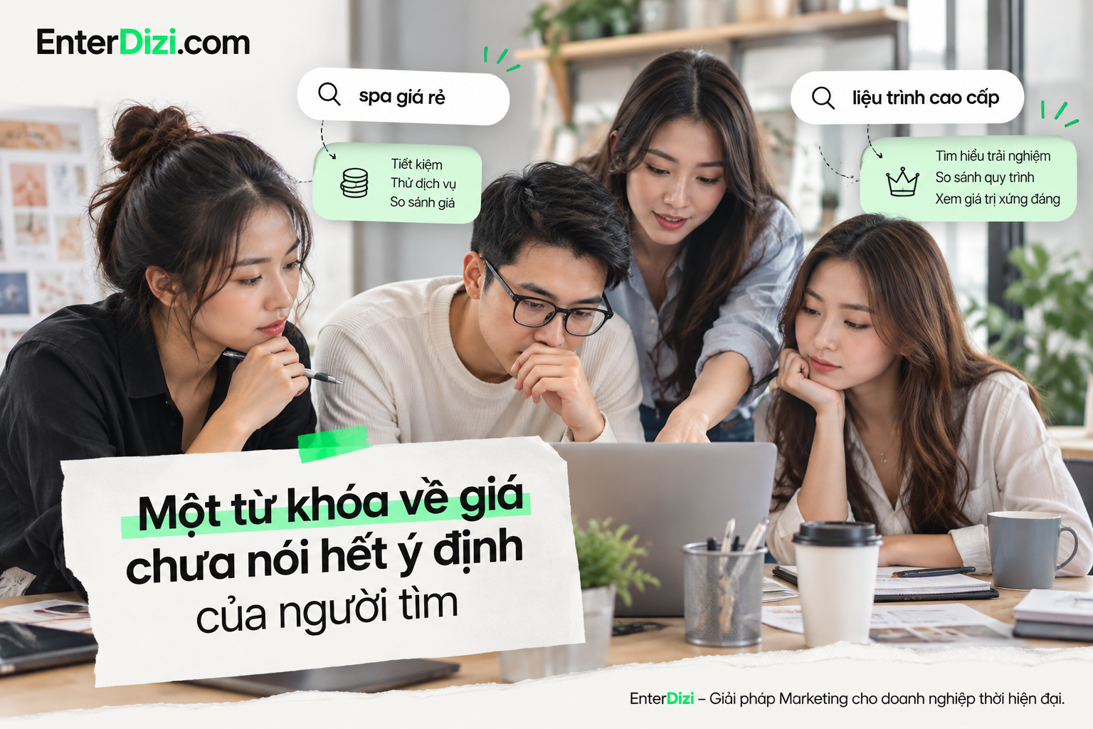 Từ khóa về giá chỉ là tín hiệu ban đầu, spa cần phân tích search intent để hiểu nhu cầu thực sự của khách hàng trước khi xây dựng nội dung và chiến lược chuyển đổi.