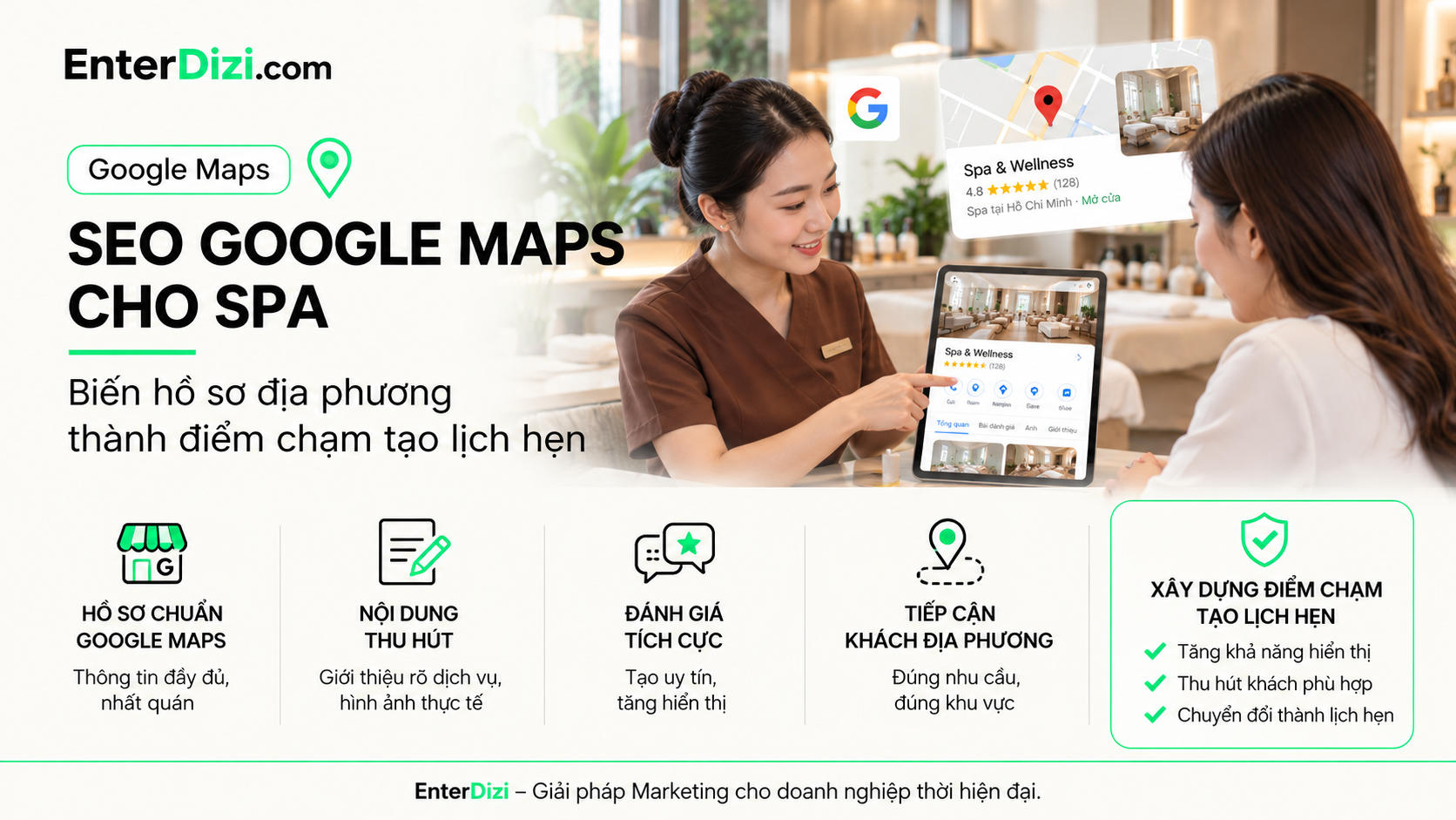 SEO Google Maps cho spa: Cách tiếp cận khách địa phương bằng hồ sơ đáng tin | EnterDizi