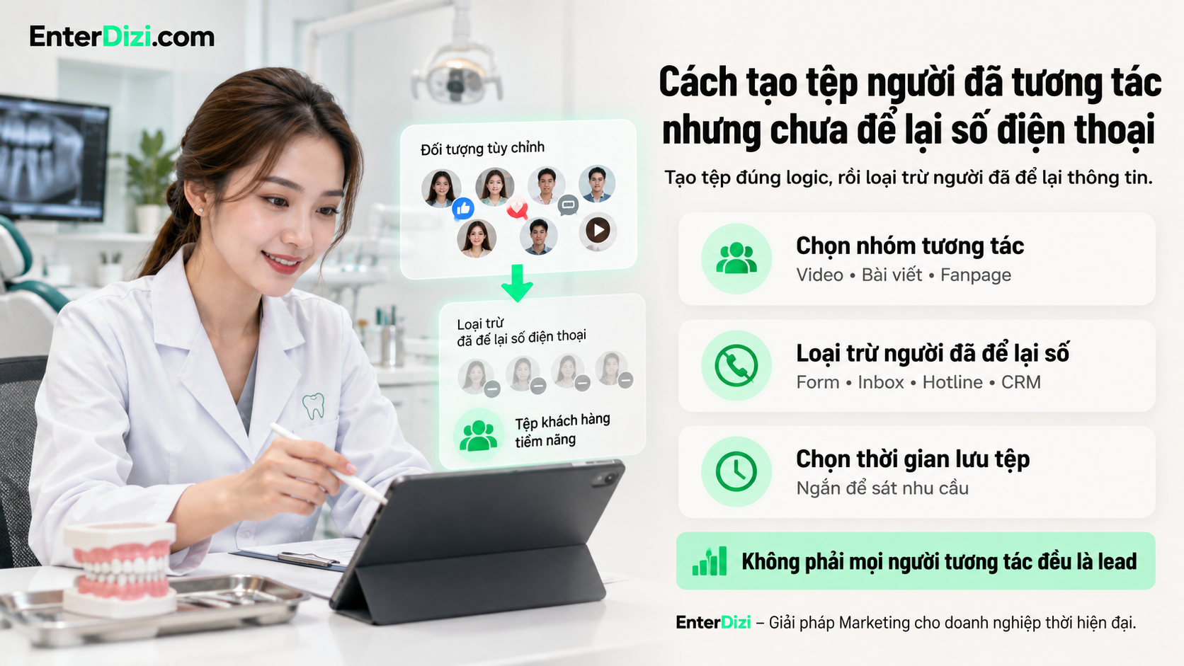 Cách tạo tệp người đã tương tác nhưng chưa để lại số điện thoại