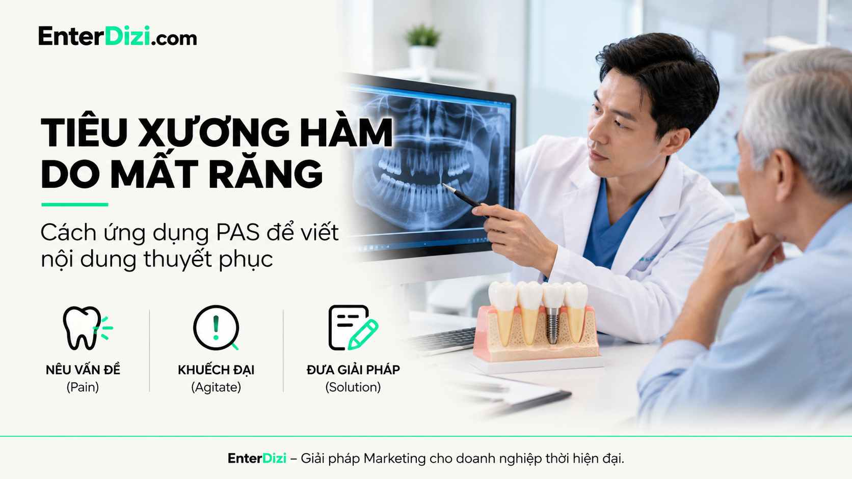 Tiêu xương hàm do mất răng: Cách ứng dụng PAS để viết nội dung thuyết phục | EnterDizi