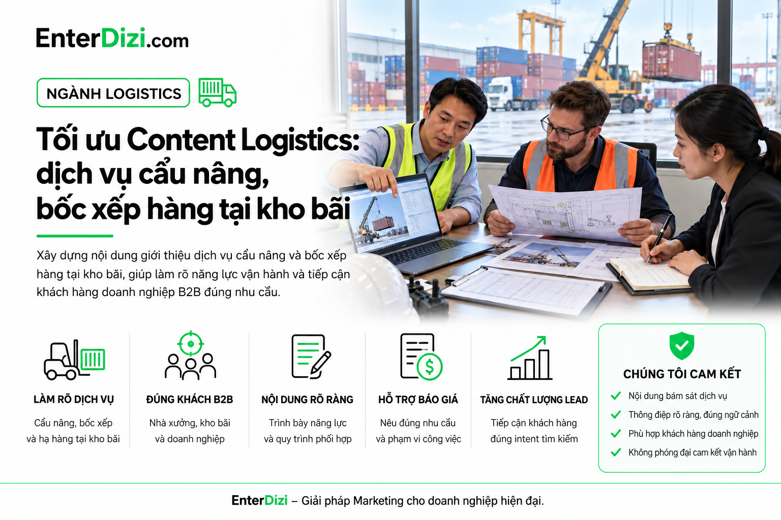 SEO dịch vụ cẩu nâng hàng bốc xếp tại kho bãi EnterDizi