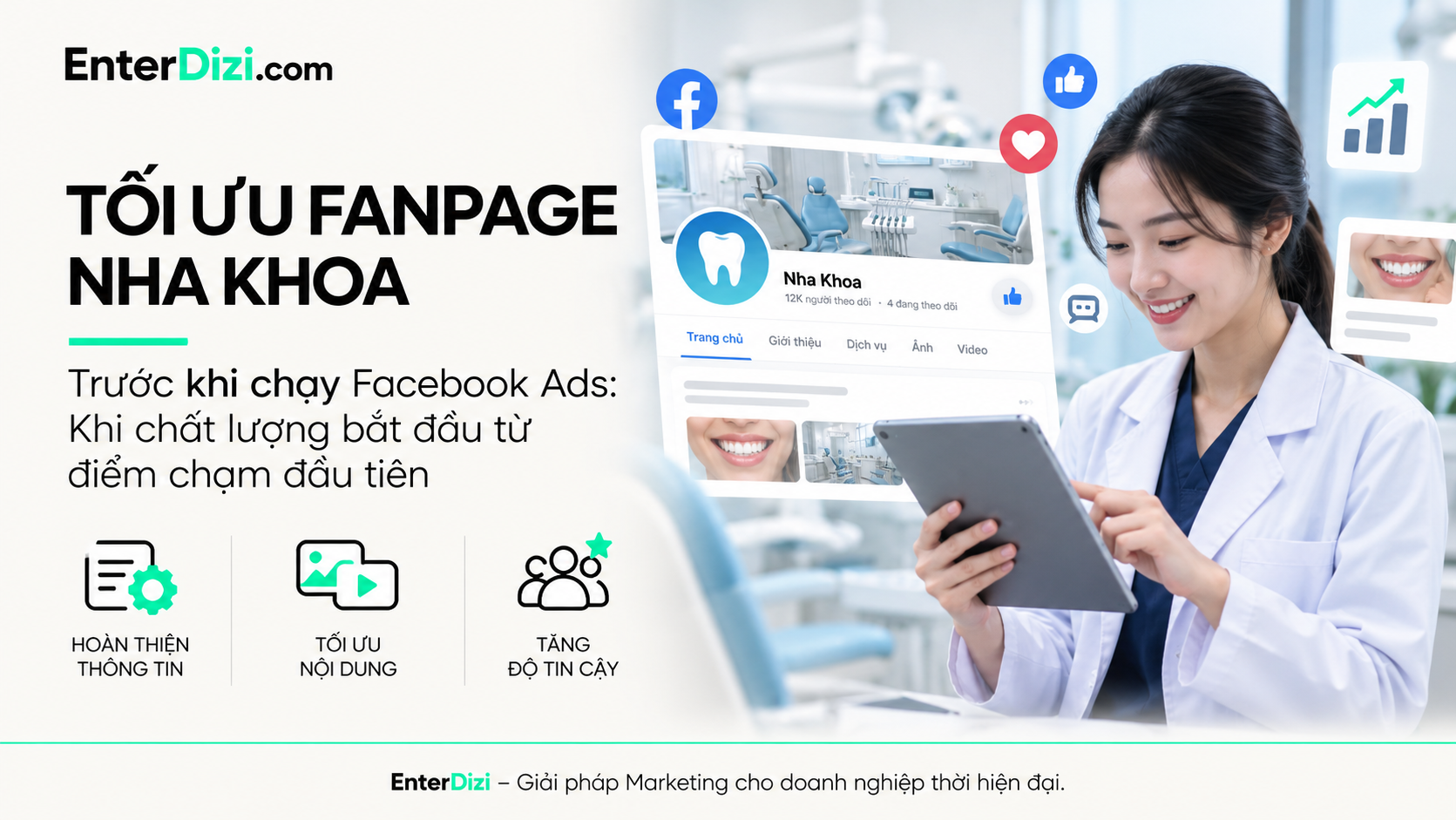 Tối ưu Fanpage nha khoa trước khi chạy Facebook Ads | EnterDizi