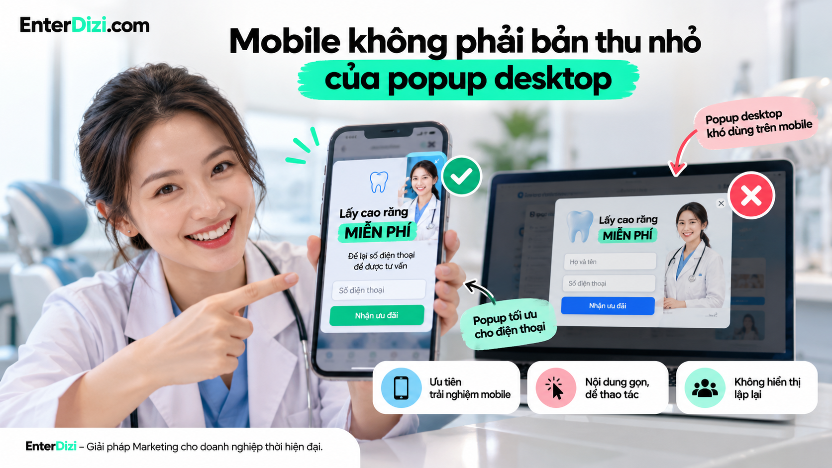 Mobile không phải bản thu nhỏ của popup desktop